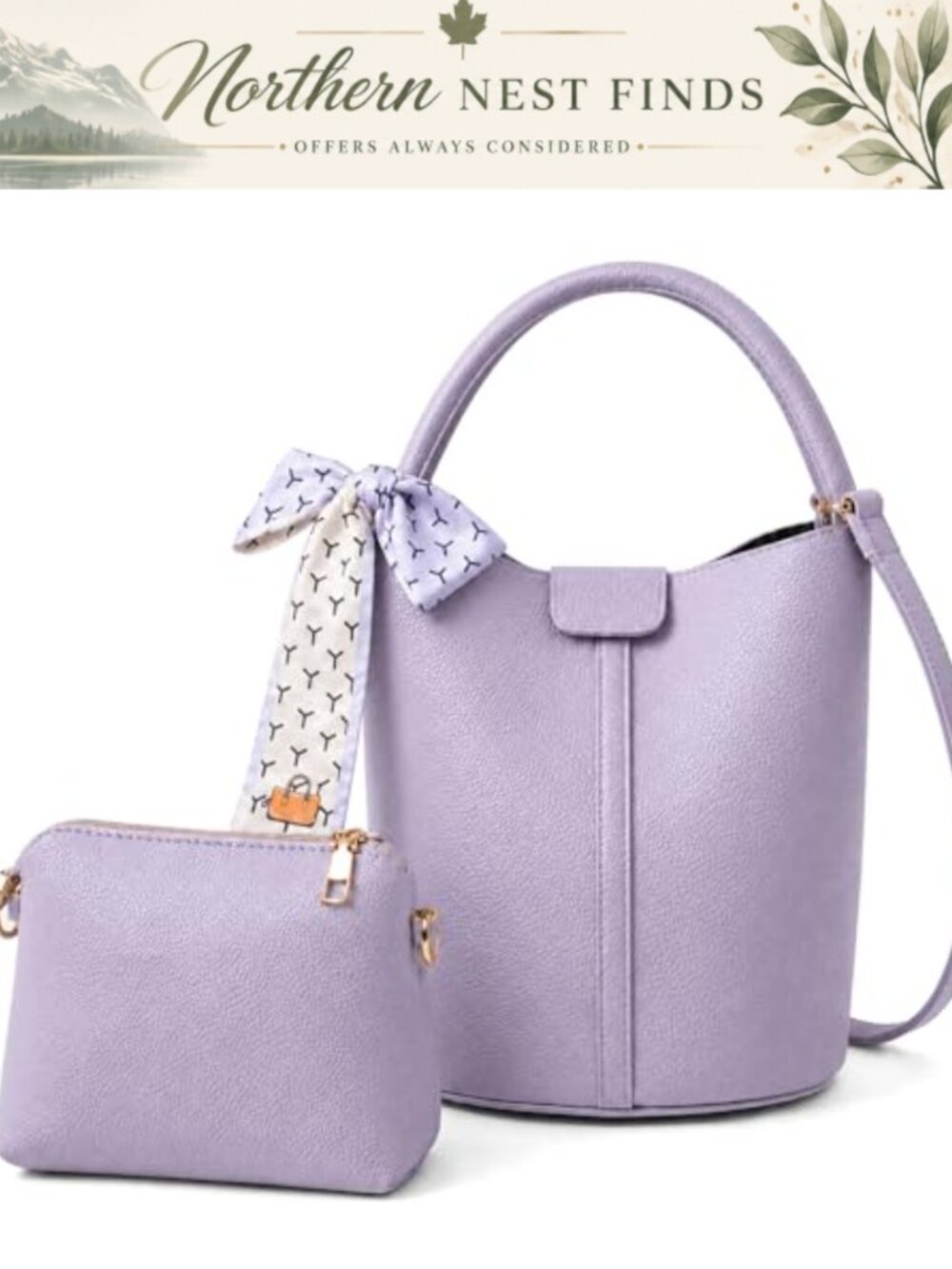 Faux Leather Bucket Bag Crossbody Shoulder Bag Removable Strap
